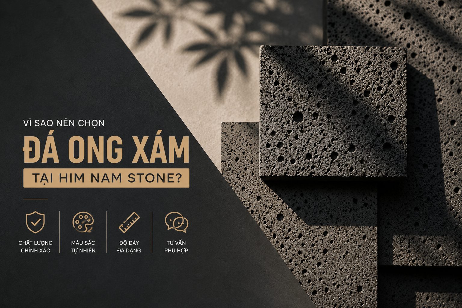 Đá ong xám tự nhiên với kết cấu rỗng đặc trưng, phù hợp ứng dụng trong kiến trúc hiện đại, nội thất cao cấp và không gian mang phong cách tối giản, tropical.